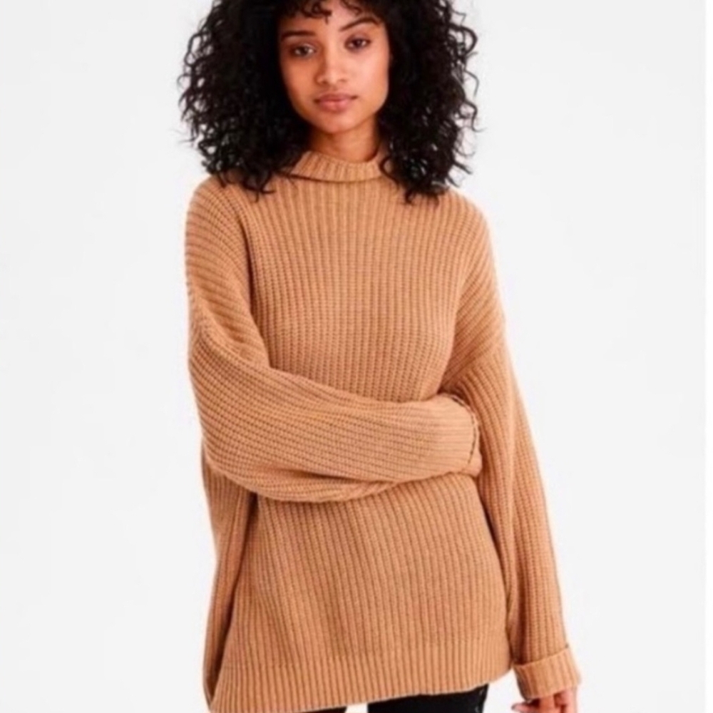 American Eagle Outfitters Tan Cowl Neck Sweater